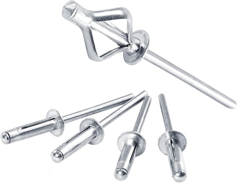 Jersvimc 5/32" x 3/4" Trifold Exploding Pop Rivets, Solid Aluminum Tri Grip Rivets Bulb Style Rivets Large Flange Rivets Big Headed Rivets for Kayak Marine Boat - 50Pcs - Image 2